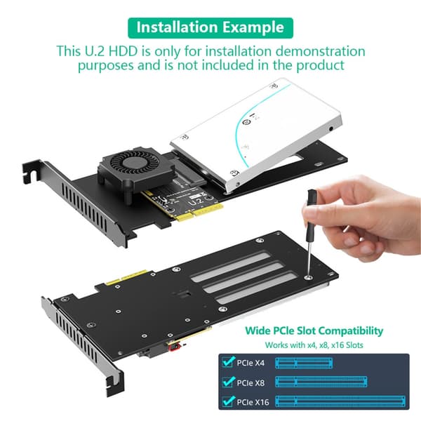U.2 SFF 8639 Drevudvidelseskort PCIe 5.0X4 Understøtter 64G Dataoverførsel