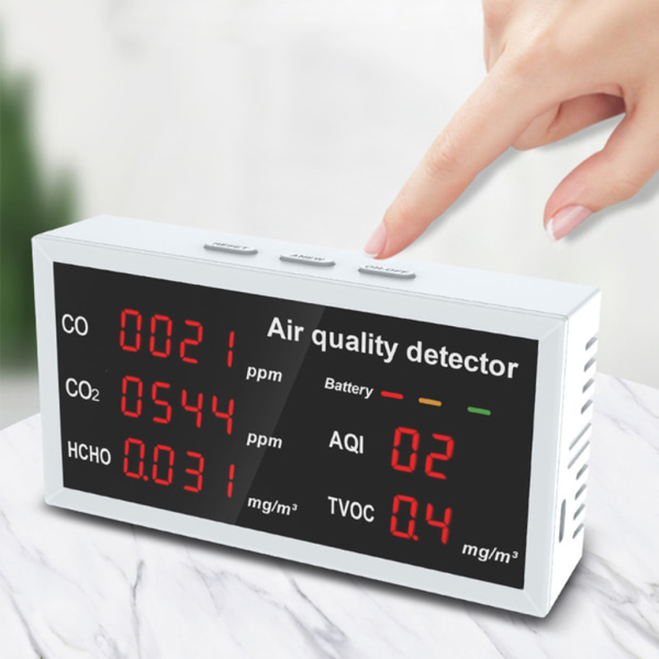 Luftkvalitetsmonitor Hem Luftkvalitetstestare för CO/ CO2/ HCHO/TVOC/AQI Real för
