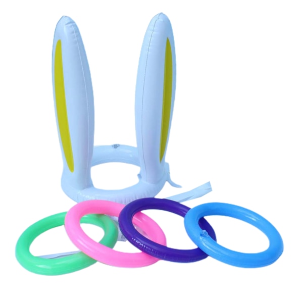 Påsk Uppblåsbar Bunny Ear Ring Toss Game Kit Inflationshandhållen pump Yellow