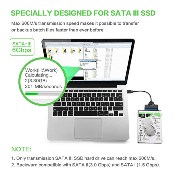 USB 3.0/2.0/typ C till Sata adapterkabel för 2,5" SDD-hårddisk USB2.0 to SATA
