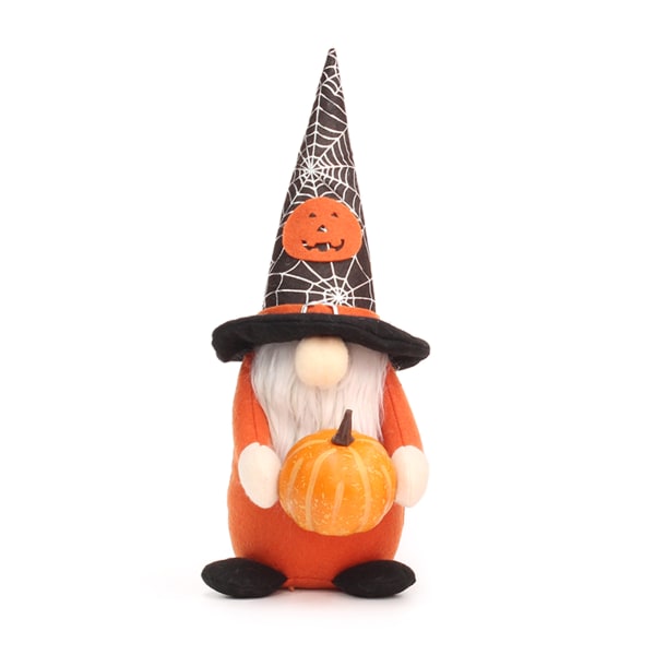 Halloween Gnome för docka Pumpa Fladdermus Spindel Mesh Plyschleksak Prydnad för Home Festival Fest Matbordsdekoration Gnom null - A