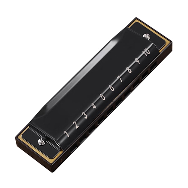 Blues Harmonica 10 Hull Diatonisk Blå Harp Munnspill Orgel for C-nøkkel Gold