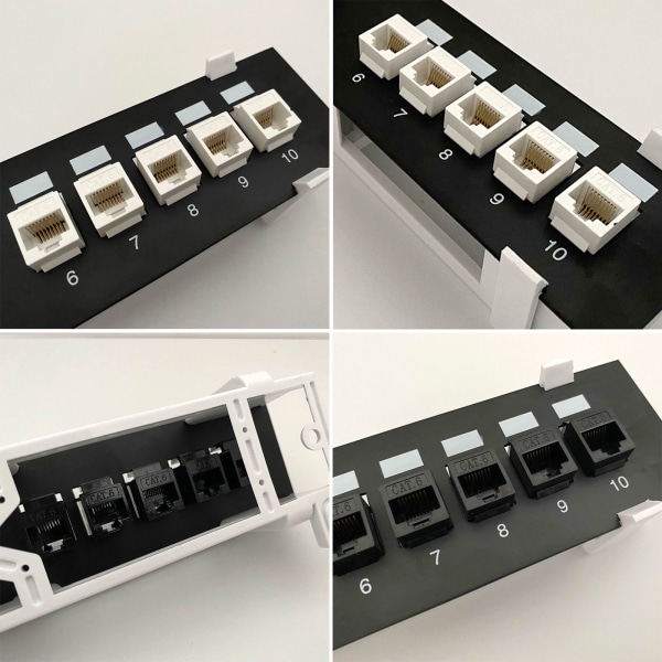 Patch Panel CAT6 10 Port 10G Stöd 1U Network Patch Panel UTP 19 tums väggfäste eller rackmonterad Punch Down Block för CAT6 White