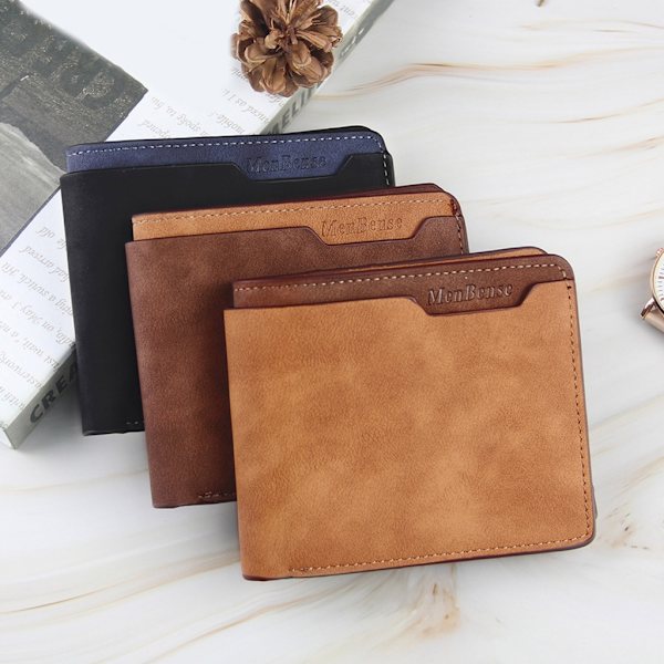 Frostad smal korthållare Multi-Slot Card Case Fickplånbok Retro Trifold-väska Light Brown
