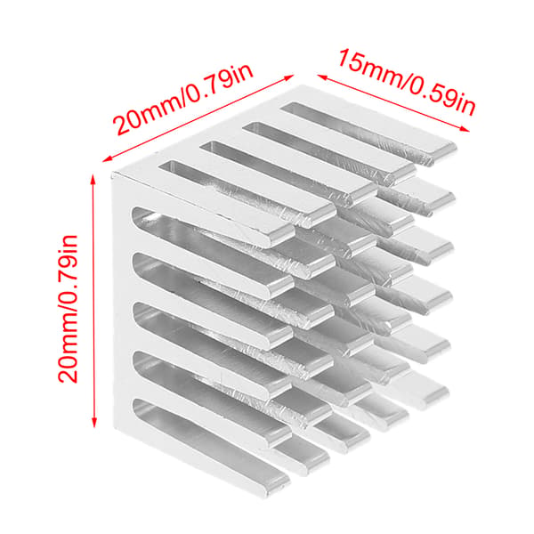 20x20x15mm CPU GPU IC Chip Køleplader Aluminium Radiator Køleplade 5 stk