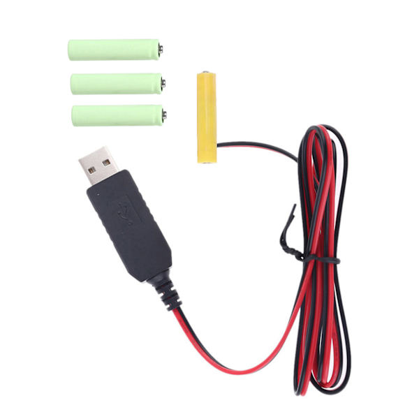 AAA-batterieliminatorer USB-strømkabel Bytt for 4 stk 1,5V AAA-batterier