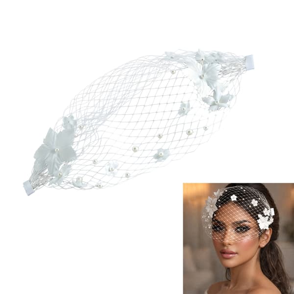 Perler Brudehodeplagg Bryllupsfascinator 1920-tallsstil Blomsterbesatt