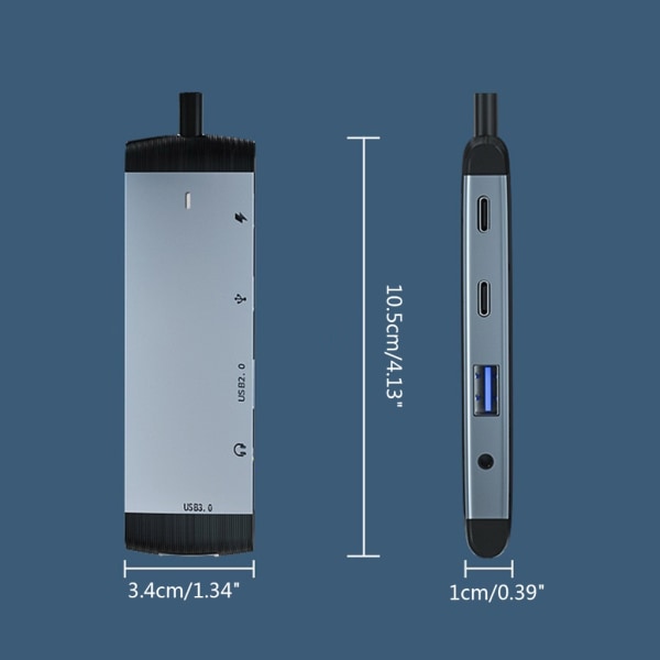 5-i-1 Typ C Ultrasnabb dockningsstation USB 3.0/ USB 2.0/3.5mm 60W PD Charging Multiple Data Transfer Hub för bärbar dator