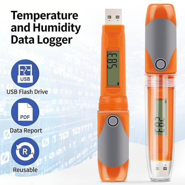 Kompakt ABS temperaturdatalogger med 0,1℃ opløsning til medicinopbevaring