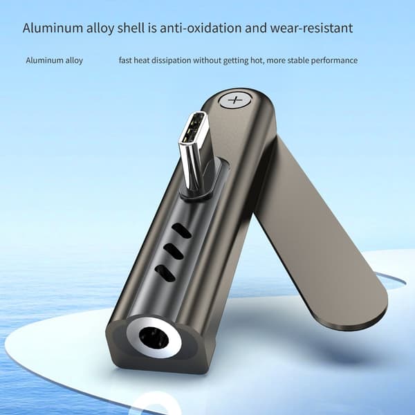 2 stk. aluminium Type C til 3,5 mm hodetelefonadapter med sammenleggbart stativ
