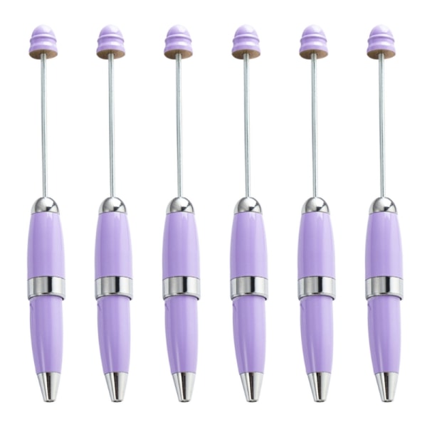 6x kuglepen Glatskrivende kuglepen Kuglepen, der kan kugles, gør det selv-beadet pen 1,0 mm signaturpen kontorskoleartikler Candy purple
