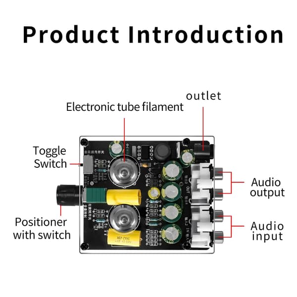 Kompakt HiFi Rør Preamp Buffer Høyttaler 6K4 Rørforforsterker Forsterker