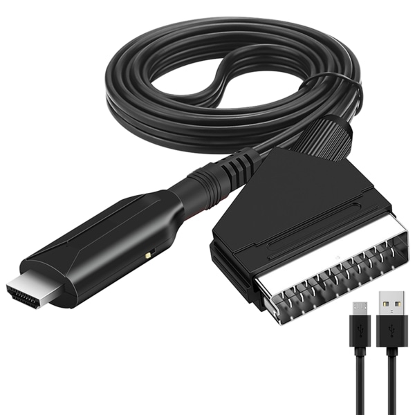1080P SCART till HDMI-kompatibel konverteringsadapter, SCART-ingång till HDMI-kompatibel utgång Video Audio Converter-kabel