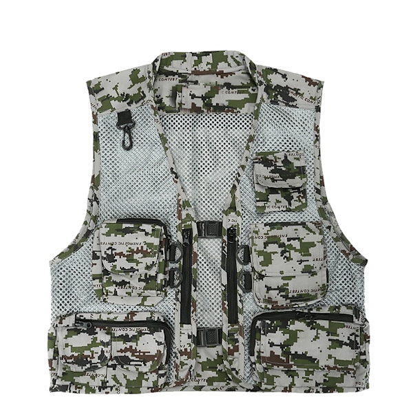 Herre Mesh Multi Lommer Vest Sommer Mesh Åndbar Fotografering Vest Khaki XXL