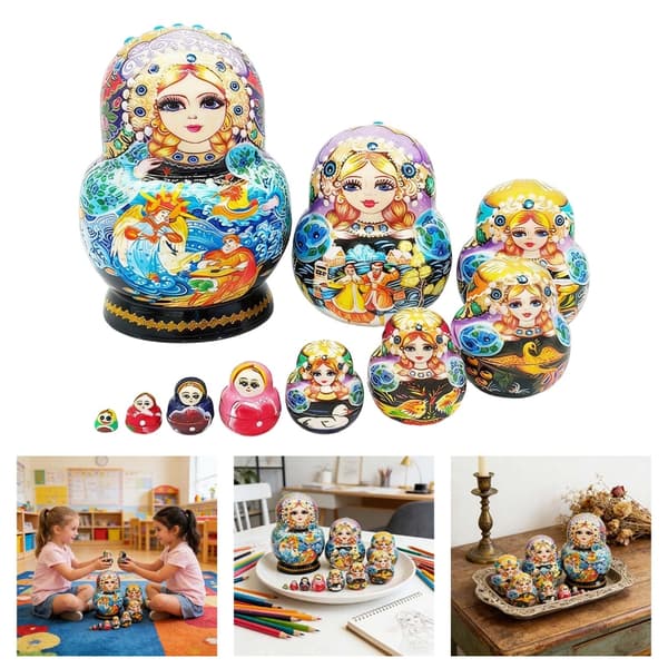 Kunstneriske russiske \"Nesting Dolls\" håndlaget med unike design, 10 lag