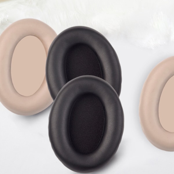 Öronkuddar i läder Kudde Öronkuddar Cover Hörselkåpor Ersättning för So-ny WH-1000XM3 Headset Protein Skin Black