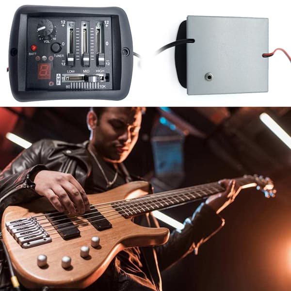 Elektrisk akustisk 3 bånds guitar pickup preamp tuner piezo pickup kit