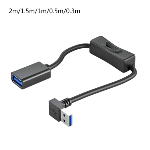 USB kabel med på-av- power , övre böjd USB3.0 hane till hona datalinje Power förlängningskabel 1.5m