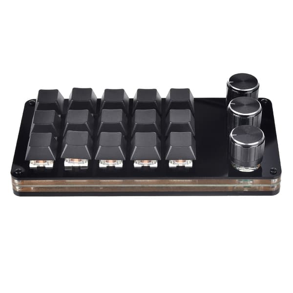15 Tangenter USB Mini Keypad Programmering Macro Pad med 3 Rattar Macro Mekanisk