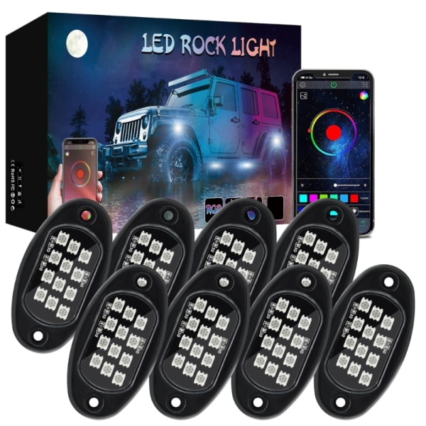 Biltillbehör LED Rock Lights 12 LEDs Underglow Lights Vattentät Trail Rig lampa för lastbilspickuper null - 1