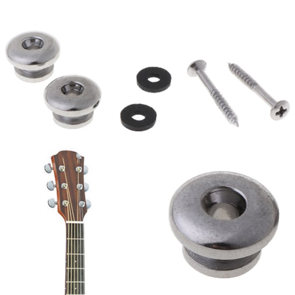 2 Krom Remband Knapplås Brickor Skruvar Ersättningsdel För Mandolin Gitarr