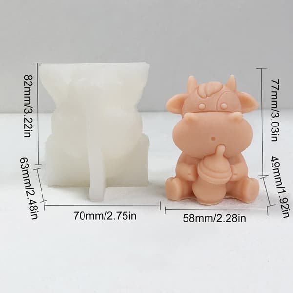 Silikoneform 3D Ko Lysforme Mælke Kvæg Forme Lerforme Dyreforme