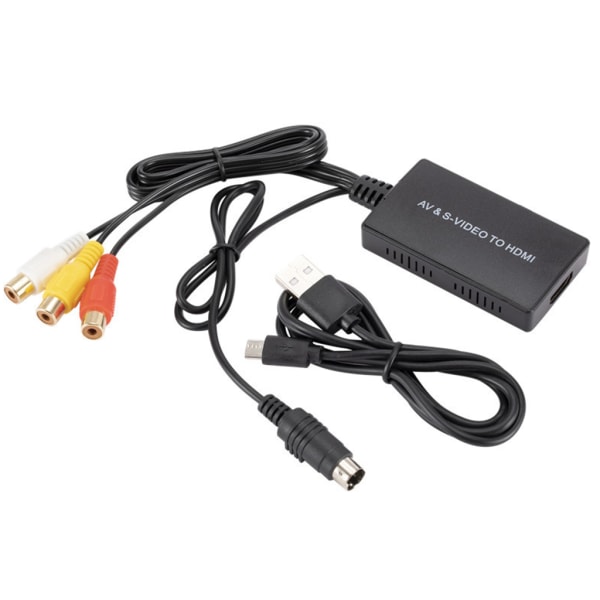 CVBS SVideo till HDMI-kompatibel omvandlare, Audio Video Adapter Support 1080P för PC Laptop, X Series, för PS3
