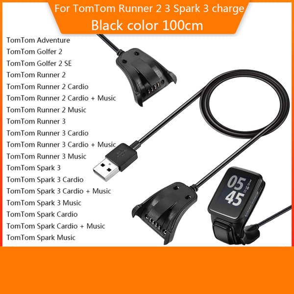 Stativ USB Laddningskabel Basladdare Strömadapter för Tom Tom Runner 2 3 Spark
