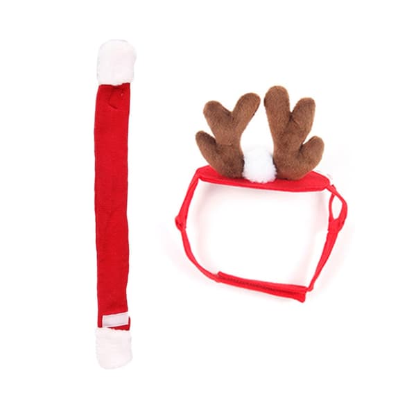 Husdjursdiadem med horn och halsduk för en festlig jullook
