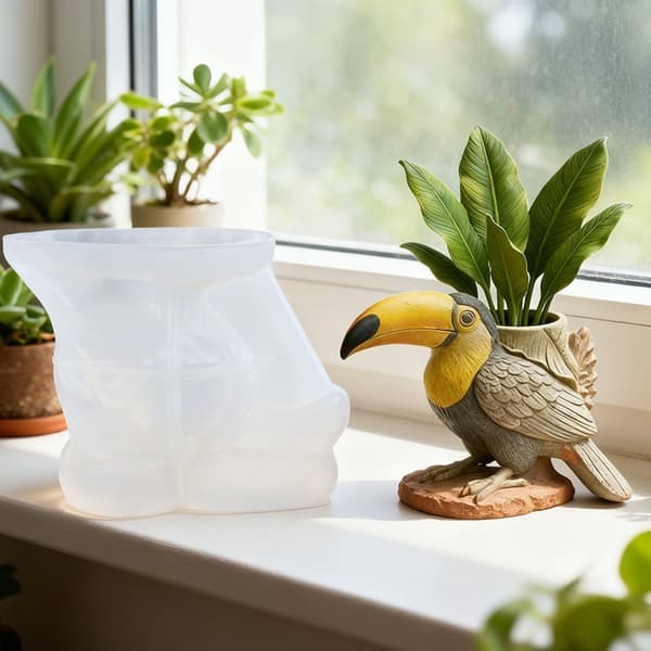 Solid silikonform for å lage unike blomsterpotter og dekorasjoner i harpiks