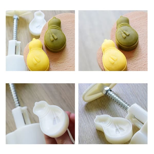 DIY 30g Pumpaformad Stämpel-Kakform-Mög Handpress Grön Böna Bakelseform