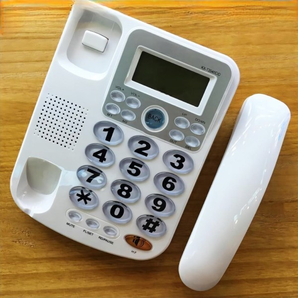 KX~2040CID Stationär sladdtelefon Stora knappar Hem Fast telefon Fast telefon White