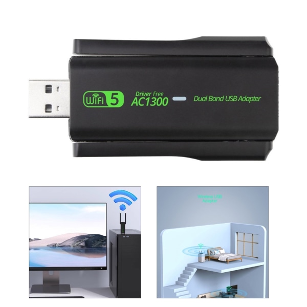 WiFi trådlöst nätverkskort USB 1300Mbps 2,4GHz 5GHz dubbelbandsadapter med antenner för bärbara datorer Minidonglar