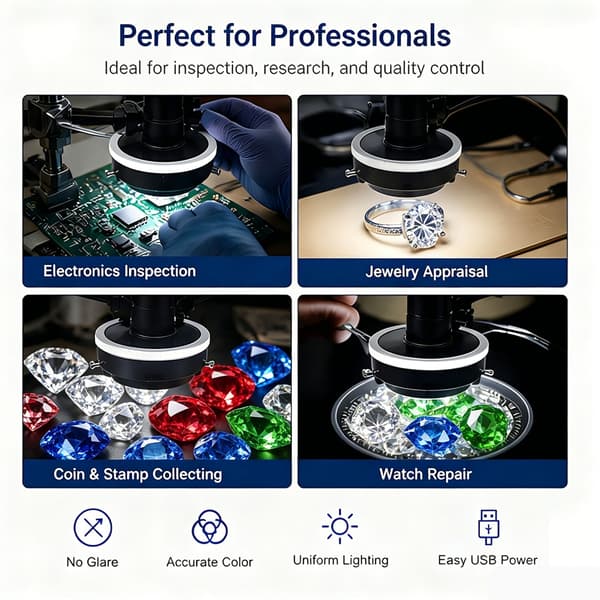 Refleksjonskontroll Mikroskop Ringlys med USB-dimming