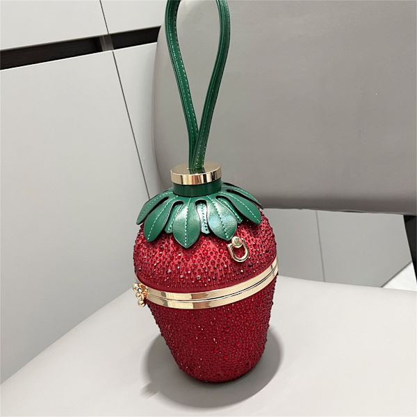 Strawberry Iltalaukku Mansikan muotoinen Clutch Käsilaukku Häät Olkalaukut White