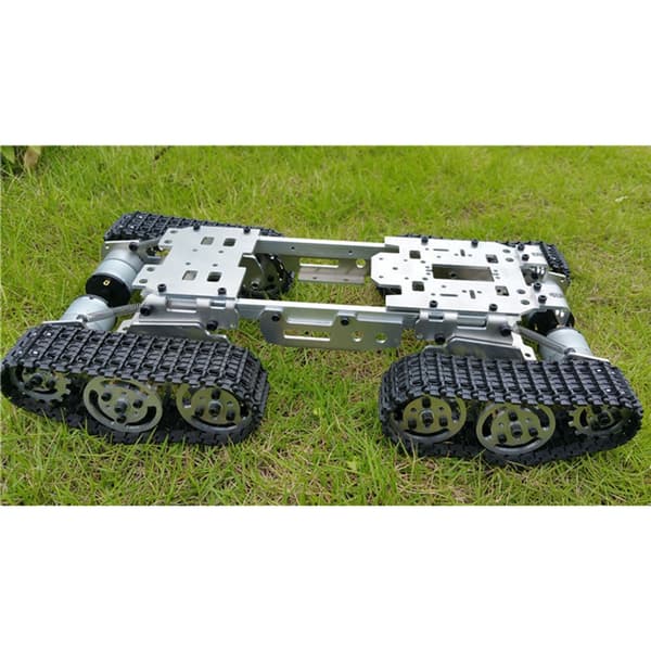 Stødabsorberende robotkampvogns-chassis med monteringsområde til elektroniske komponenter