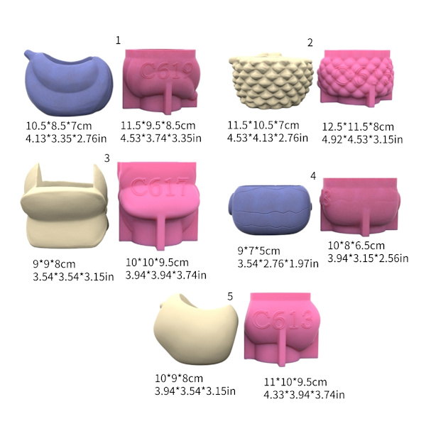 Silikone Planteform 3D Frugt Form Urtepotter Form Opbevaringsholder Vase Harpiks Form til Beton Cement Harpiks Form DIY 3