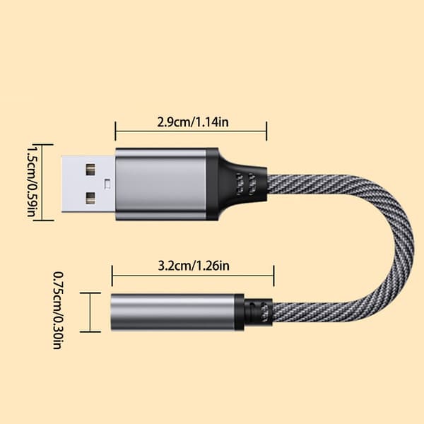 USB til 3,5 mm hunn lydkabeladapter for digitale enheter