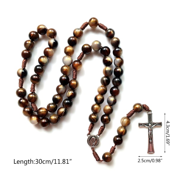 Vintage rosenkrans katolska bön pärlor halsband Kristus Jesus för kors hänge halsband pärlstav religiösa smycken