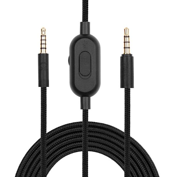 Flettet kabelforlængerledning til GPRO X G233 G433 Headset-ledning med Mute Volume Control Korrosionsbestandigt stik