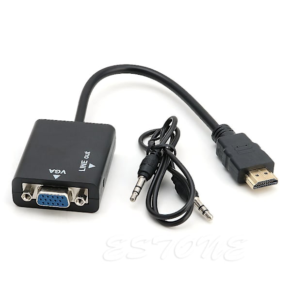 High Definition Video Cord Converter med Audio HDMI-kompatibel hann til VGA