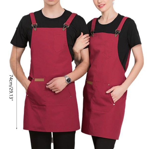 Arbetsförkläde med fickor för män Kvinnor Kock Servitörer Artister Justerbara Förkläden Restaurang Frisör Blomkonstnär Black