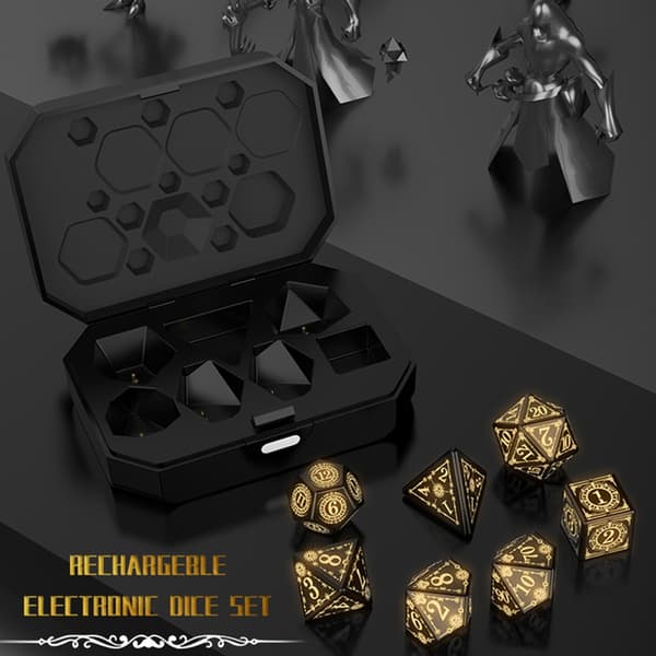 7 st polyhedral tärningar uppladdningsbara LED-tärningar rollspel speltillbehör