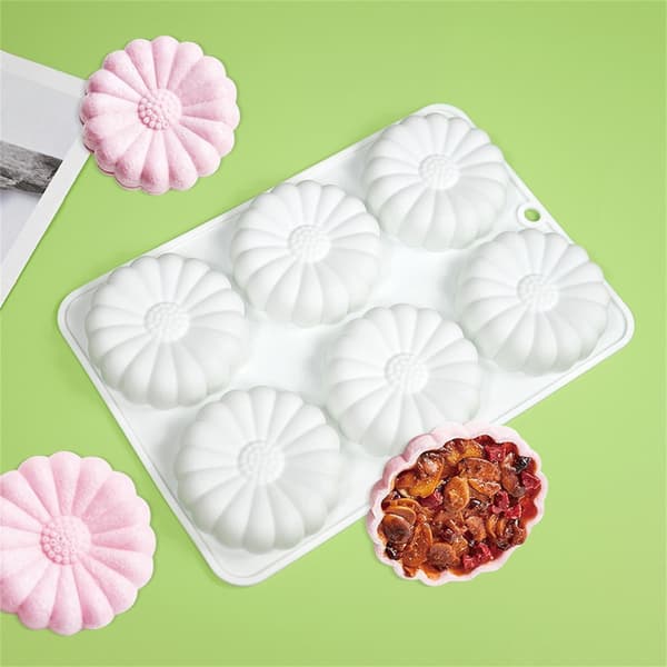 6-hulroms blomsterformform Mousse kakeform DIY lys såpeform Nonstick