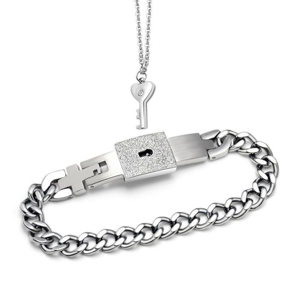 Nyhet kärlek hjärta lås armband för nyckel hänge halsband Set par smycken Uni null - 1