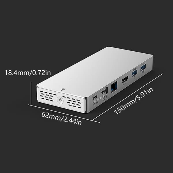 14-i-1 USB C Dock Aluminium 4K HDTV 10 Gbps USB 3.2 Gen2 100WPD til bærbar computer