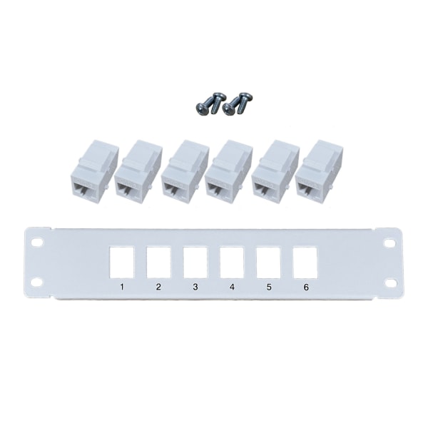 6-porters CAT6 RJ45 gjennomkoblingspatchpanel for m/ bakstang veggfeste eller rackmo