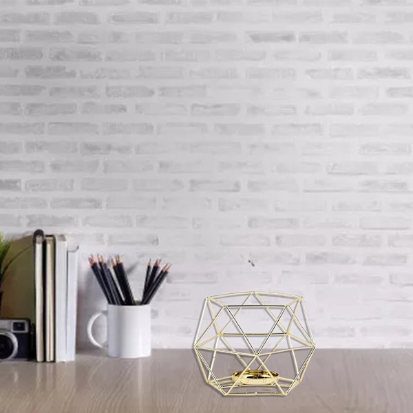 Tealight- och pelarljushållare i metall, geometrisk, modern dekoration för bord