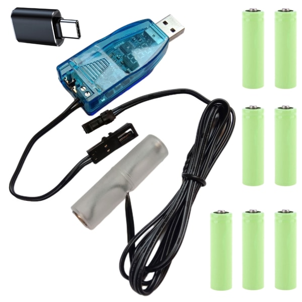 Återanvänd USB typ C till 1V-24V Justerbar spänning LR6/AM3/AA Batterieliminator Byt ut 1-8st batterier för leksakslampaspel