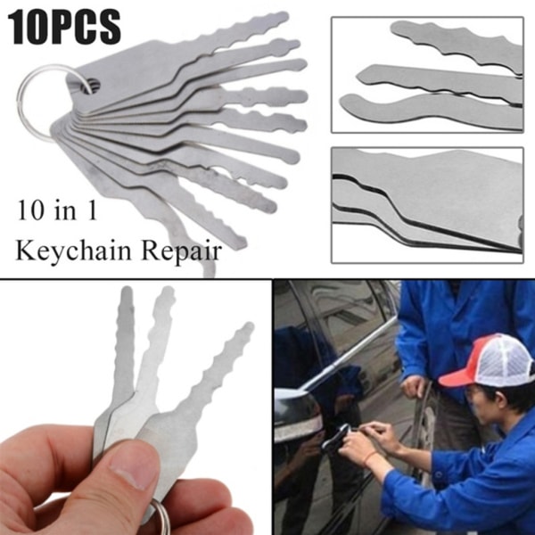 10 st bilnycklar Lås upp reparationsverktyg Dubbelsidigt rostfritt stål Jiggler-nycklar leverans